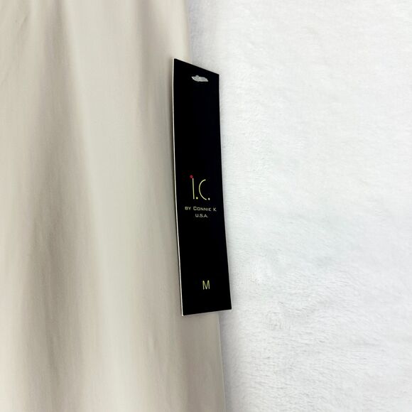 IC By Connie K Button Hem Slim Crops Size Medium Oyster Tan NEW Stretch - Picture 5 of 7